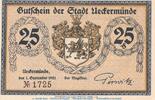 Seriennotgeld 25 Pf. Nr.1 Notgeld Stadt Ueckermünde 1350.1 , 25 Pfennig Schein Nr.1 in kfr. von 1921 , MV -