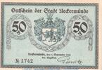 Seriennotgeld 50 Pf. Nr.2 Notgeld Stadt Ueckermünde 1350.1 , 50 Pfennig Schein Nr.2 in kfr. von 1921 , MV -