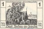 Serienscheine DE 1 Mk. Notgeld V.f.A. und Heimatkunde Buchau 197.1 , 1 Mark Schein in kfr. von 1921 -