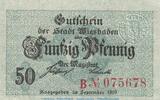 Notgeld DE 50 Pf. Notgeld Stadt Wiebaden 50 Pfennig -dkl.Kreuze- in kfr. Tieste 7915.05.41 , 1919 -