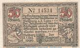 Notgeld De 50 Pf. Notgeld Stadt Weilburg , 50 Pfennig Schein in kfr. Tieste 7770.05.30 von 1920 -