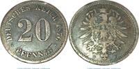 Kaiserreich 20 Pf. Silber Silbermünze , 20 Pfennig von 1875 -F-, s bis ss , Jäger 5 Deutsches Kaiserreich -