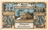 Memelgebiet / Memel 20 Mk. Notgeld , 20 Mark Schein in kfr. Memel , MEM-6 , Rosenberg 851 , P 6 , vom 22.02.1922 , deutsche Nebengebiete -
