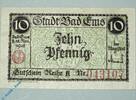 Kleingeld 1914-1922 DE 10 Pf. Notgeld Bad Ems , 10 Pfennig Schein , Tieste 1715.05.05 , von 1918 , Hessen Verkehrsausgabe -
