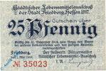 Kleingeld 1914-1922 25 Pf. Notgeld Friedberg , 25 Pfennig Schein , Langsdorf , Tieste 1995.10.15 , von 1918 , Hessen Verkehrsausgabe -