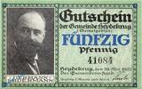 Notgeld De 50 Pf. Heydekrug Silute , Notgeld 50 Pfennig Schein in kfr. M/G 607.1.a , Litauen 1921 -