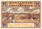 Serienscheine DE 50 Pf. Notgeld Uetersen , 50 Pfennig Scheinen in kfr , gelb , Mehl Grabowski 1352.2 , Schleswig Holstein Seriennotgeld -