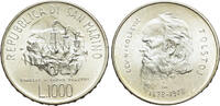 Republic of San Marino 1000 Lire Republic of San Marino (1978). 150th anniversary of Tolstoy's birth. 1000 Lire -