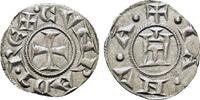 Italy Denaro Crusaders, ITALY, Genova. Republic. 1139-1339. AR Denaro -