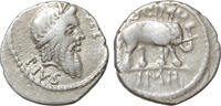 The Pompeians Denarius 47- Spring 46 BC Q. Caecilius Metellus Pius Scipio Lightly toned. aXF