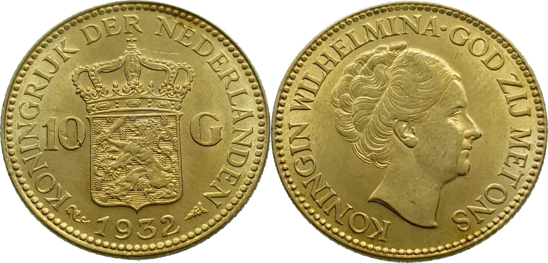 Nederland 10 Gulden 1932 Wilhelmina - Gold Vz / St | MA-Shops