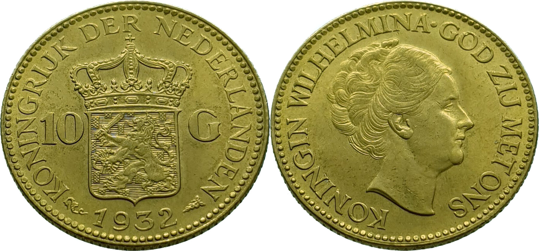 Nederland 10 Gulden 1932 Wilhelmina - Gold Unz (unzirculated) | MA-Shops