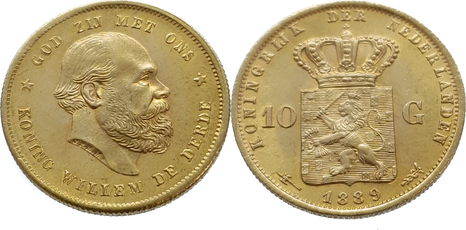 Nederland 10 Gulden 1889 Willem III - Gold Vz | MA-Shops