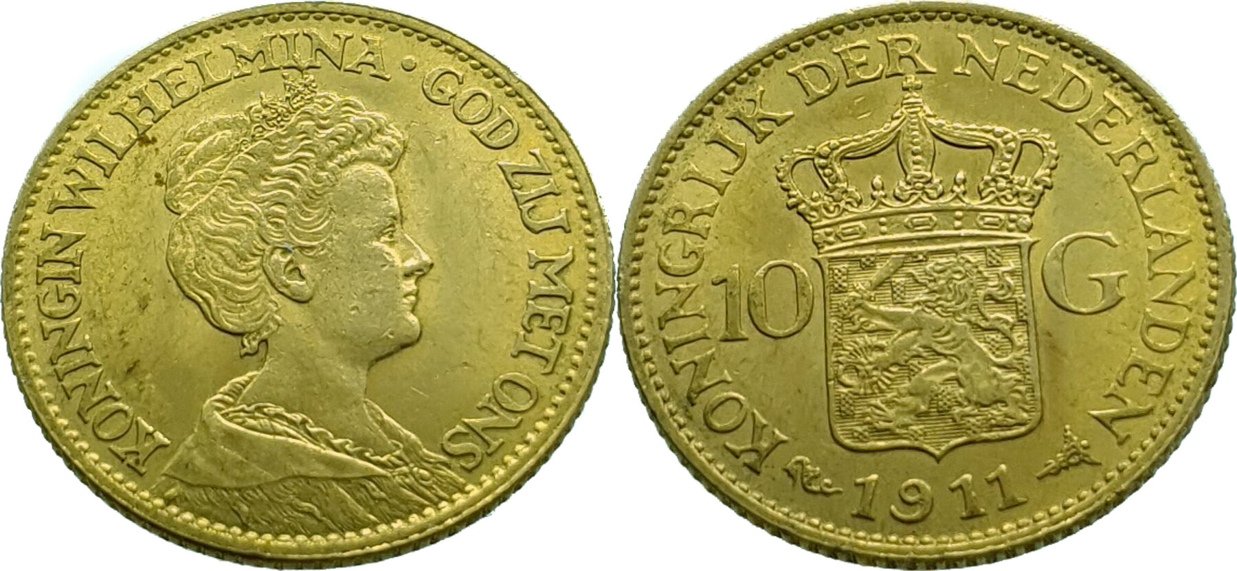 Nederland 10 Gulden 1911 Wilhelmina - Gold Unz | MA-Shops