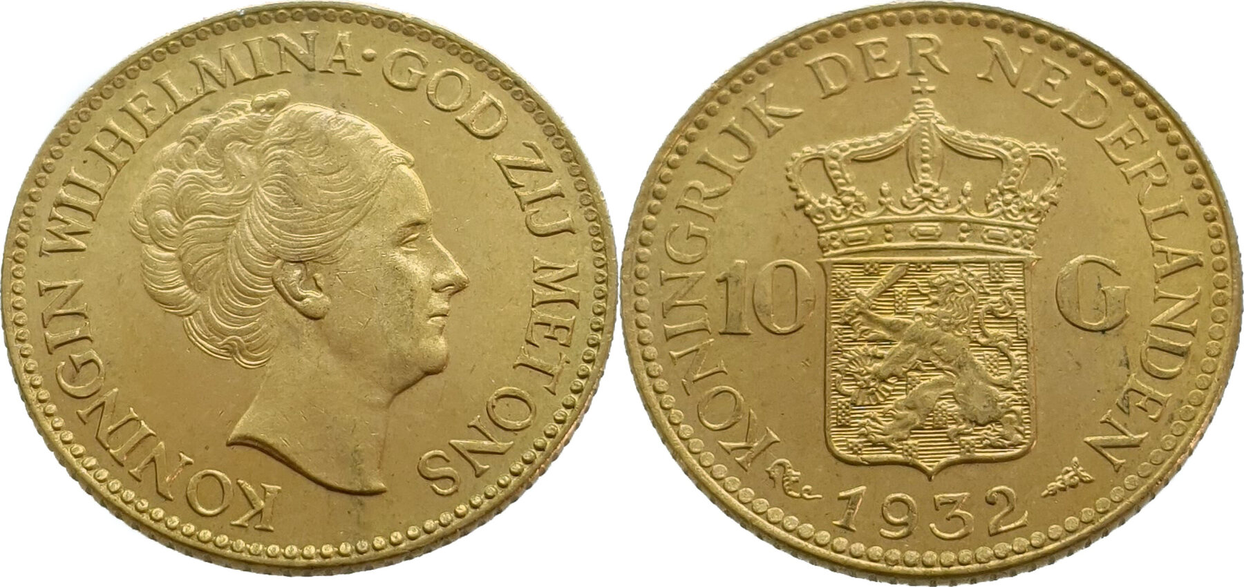 Nederland 10 Gulden 1932 Wilhelmina - Gold Unz (unzirculated) | MA-Shops