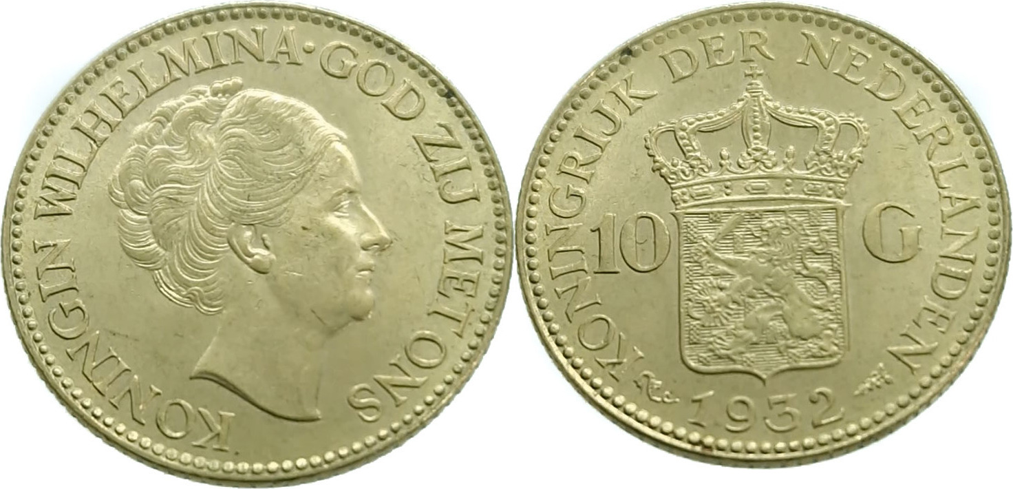 Nederland 10 Gulden 1932 Wilhelmina - Gold Unz (unzirculated) | MA-Shops