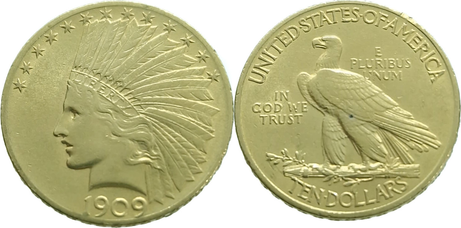 USA 10 Dollars 1909 Indian Head Gold Vz MA Shops usa-10-dollars-1909-indian-head-gold-vz-ma-shops