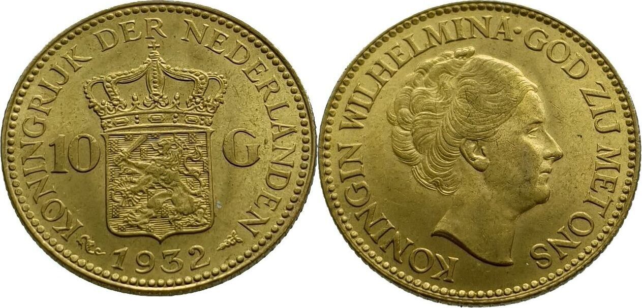 Nederland 10 Gulden 1932 Wilhelmina - Gold Unz (unzirculated) | MA-Shops