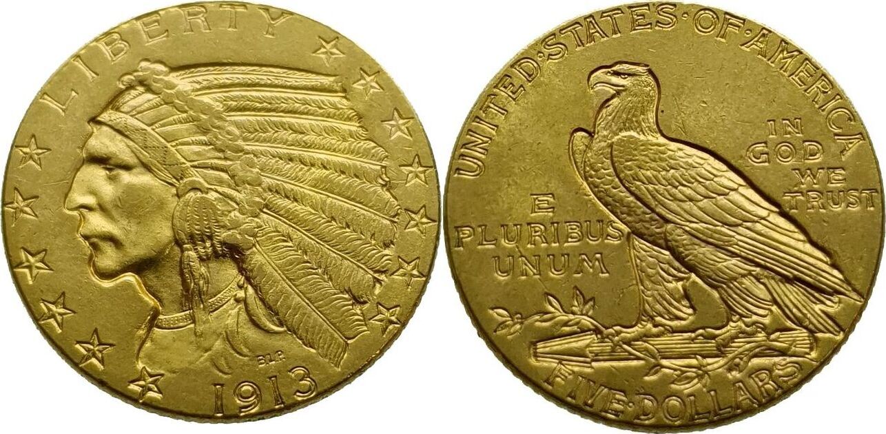 USA 5 Dollar 1913 Indian Head Gold Vz MA Shops usa-5-dollar-1913-indian-head-gold-vz-ma-shops