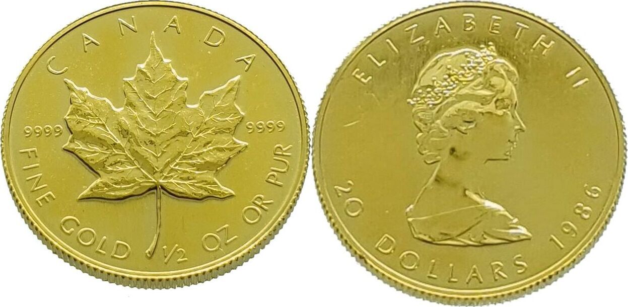 Canada 20 Dollars 1986 Elizabeth II Maple Leaf 1 2 Oz PP MA Shops canada-20-dollars-1986-elizabeth-ii-maple-leaf-1-2-oz-pp-ma-shops
