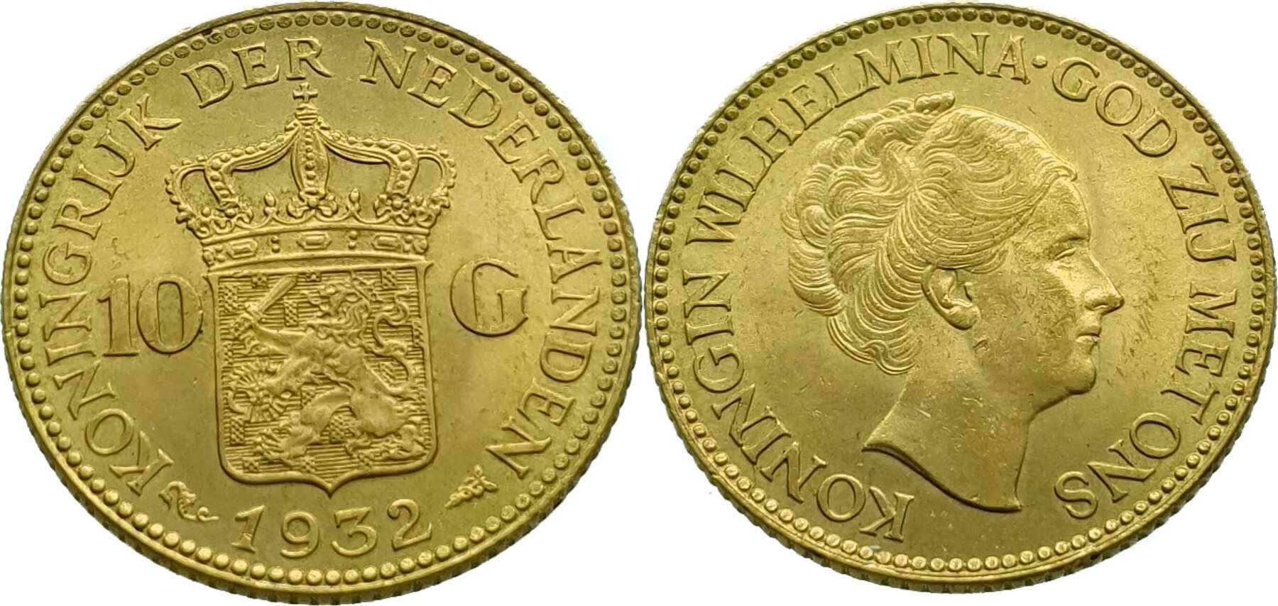 Nederland 10 Gulden 1932 Wilhelmina - Gold Unz (unzirculated) | MA-Shops