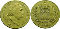 France 40 Francs 1816-L Bayonne - Louis XVIII - Gold Very s+