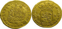 Netherlands, Holland 6 Stuivers 1727 Scheepjesschelling - Gold unz (unzirculated)