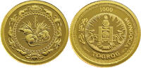 Mongolia 1000 Tögrög Rat, Chinese Zodiac - 1/25 Oz. - Gold -