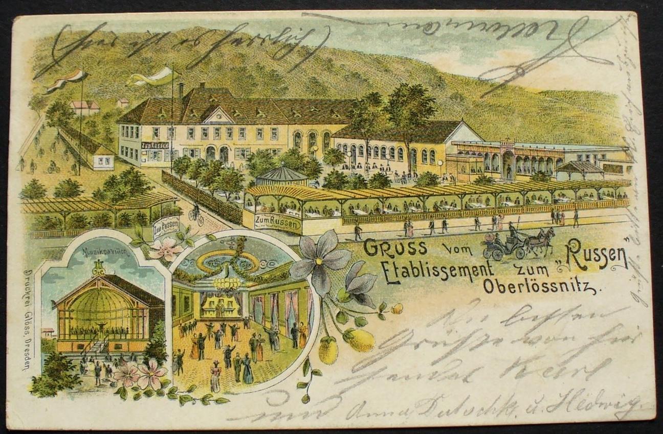 DR Sachsen Oberlössnitz Ansichtskarte gelaufen 1901 / Lithografie