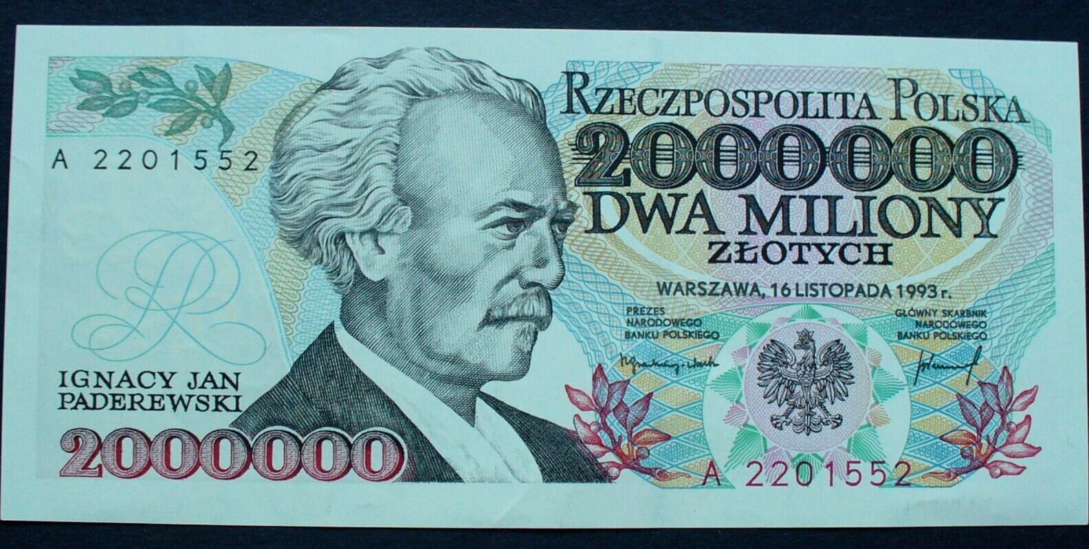 Polen 2 Mio. Zlotych 16.11.1993 P. 163 A / Serie B 1819977 Kfr | MA-Shops