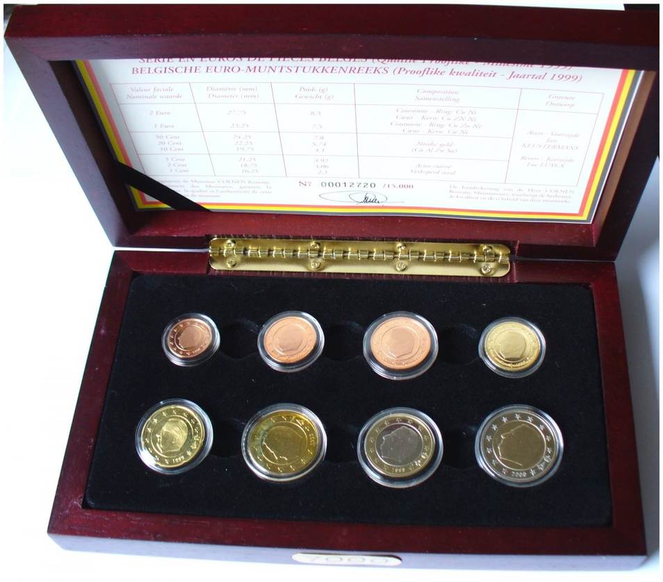 Belgien 50 Cent 1999 S.207 / aus Original-KMS in Original-Plastkapsel ...