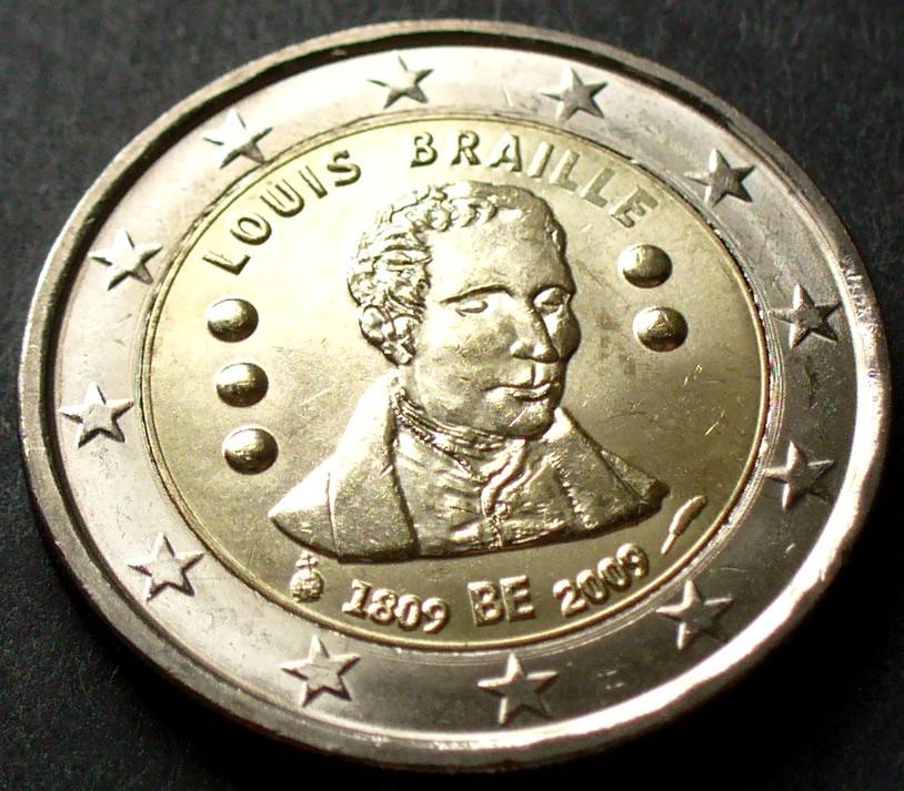 Belgien 2 Euro 2009 S.266 / BiMe / 200. Geburtstag von Louis Braille unc