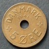 Faroer Inseln 5 Öre S.37.2 / Bro / Gekröntes Monogramm aus CX - Wertangabe, Jahreszahl