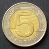 Polen 5 Zlotych S.290 / BiMe / Gekrönter Wappenadler - Wert und Blätter