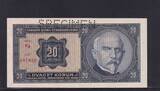 Tschechoslowakei, 20 Kronen 1926 mit SPECIMEN, Serie: Fg, fast Kassenfrisch I-,