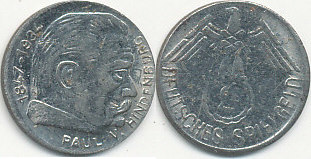 Deutsches Reich, Drittes Reich, 2 Deutsches Spielgeld, Kinderspielgeld