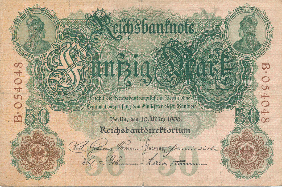 Deutsches Reich,Kaiserreich, 50 Mark 1906 KN 6 Stellig, Udr.Bst.Y ...