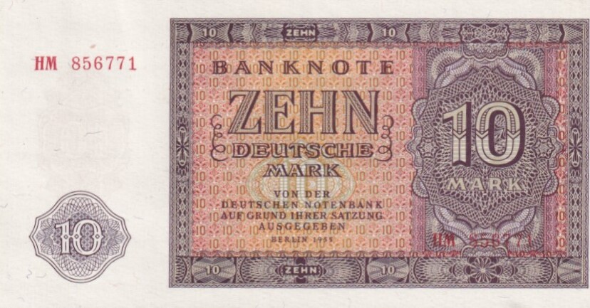 Deutschland Ddr 10 Mark 1955 Ro 350a Ddr 12a Serie Hm Kassenfrisch I Ma Shops