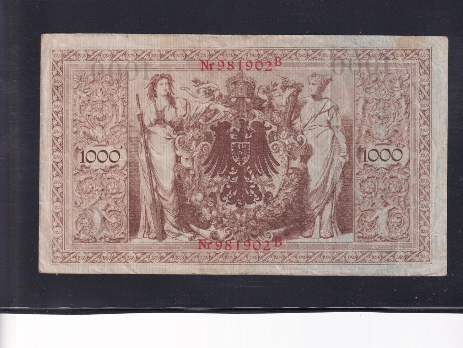 Reichsbanknote 1000 Mark 1910 Rotes Siegel Wert Kaiserreich, Deutsche Reichsbank, 1000 Mark 1910 Ro.45a,DEU-40a, Siegel