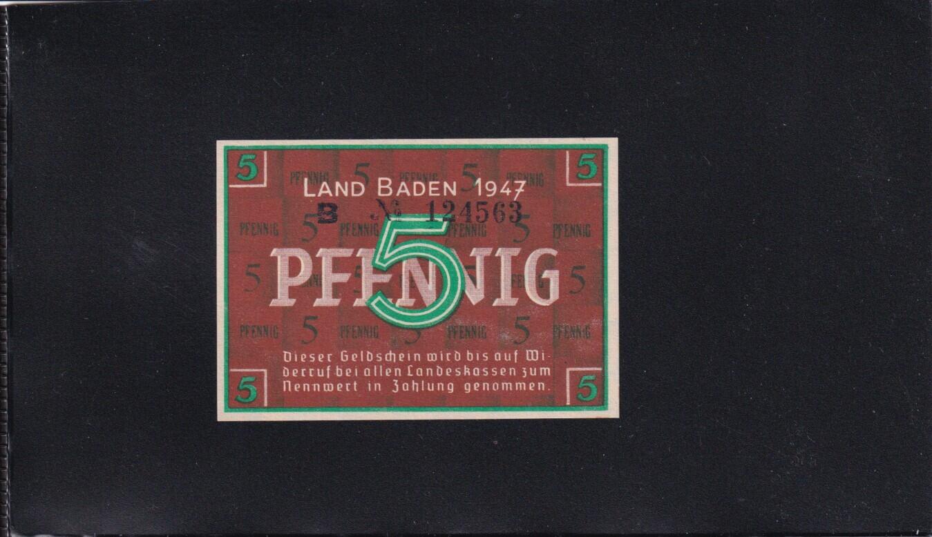 Alliierte Besatzung,Französische Besatzungszone 5 Pfennig 1947 Baden ...