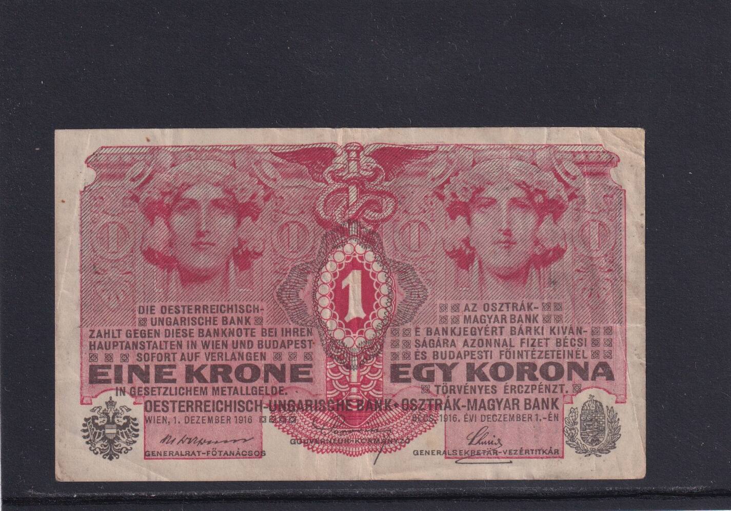 1 Krone 1916 ohne Aufdruck DEUTSCHÖSTERREICH, gebraucht III…