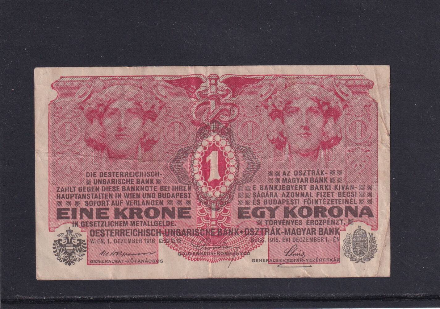1 Krone 1916 ohne Aufdruck DEUTSCHÖSTERREICH, ge…
