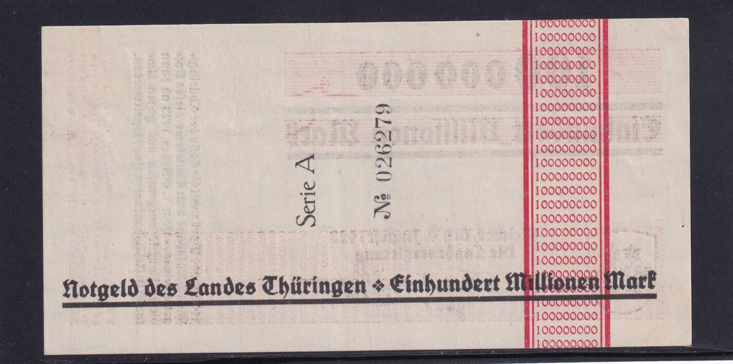 Weimarer Republik, Thüringen, 100 Millionen Mark 1923 Weimar ...