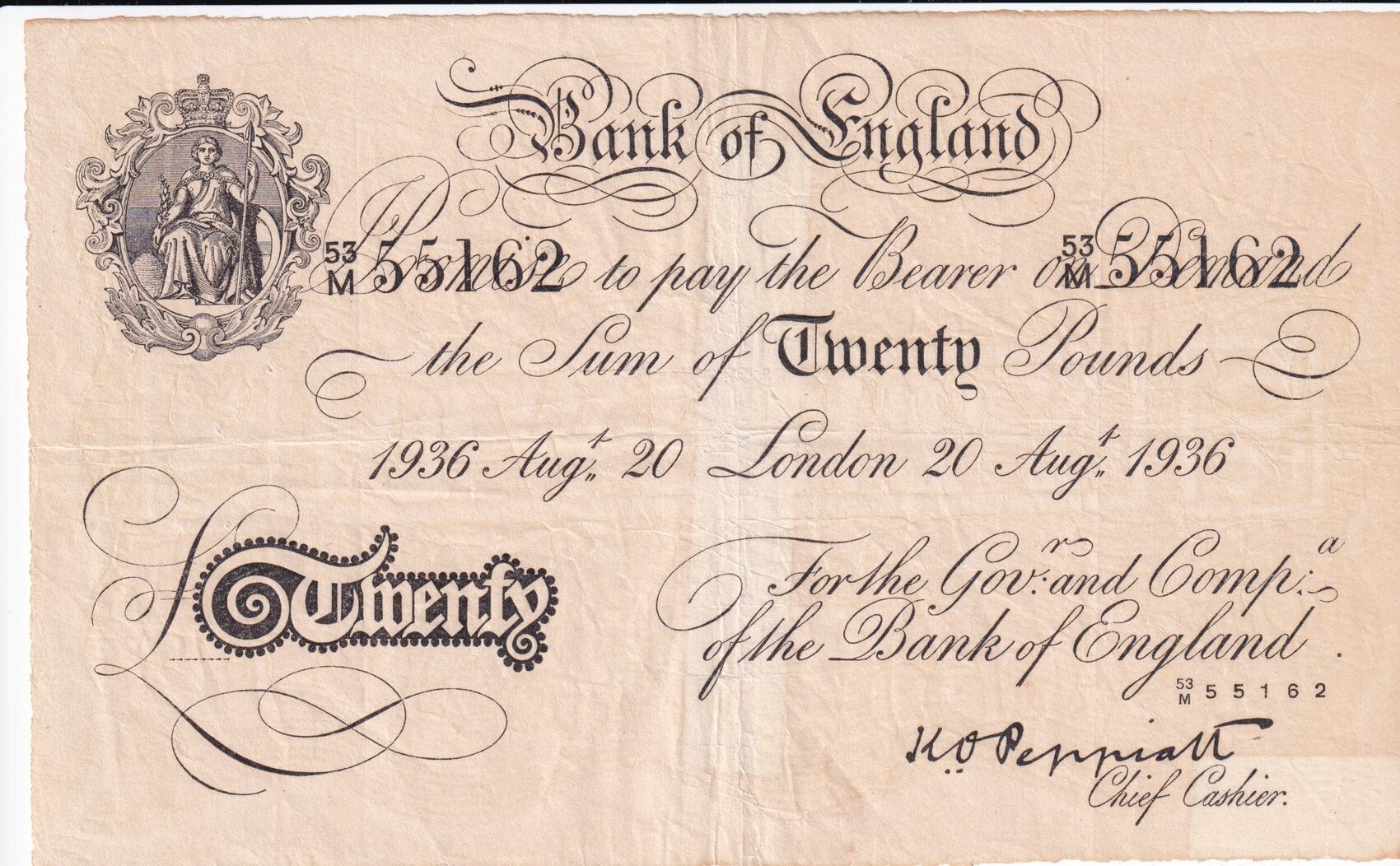 Deutsches Reich Drittes Reich 20 Pfund 1936 Operation Bernhard deutsches-reich-drittes-reich-20-pfund-1936-operation-bernhard