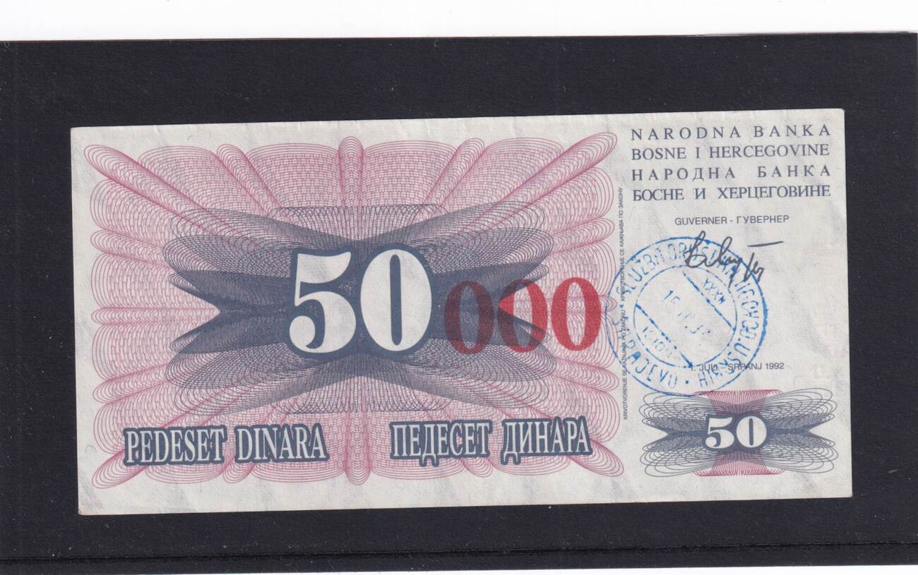 Bosnien Herzegowina 50000 Dinara 1 6 1992 Leicht Gebraucht II MA Shops   54555 Schein 0021 