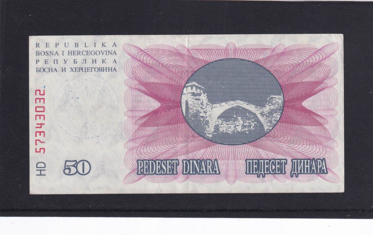 BosnienHerzegowina 50000 Dinara 1.6.1992 leicht gebraucht II,