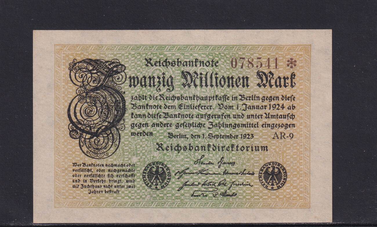 Weimarer Republik, Reichsbank, 20 Millionen Mark 1923 Ro.107c/b, DEU ...