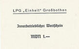 Deutschland, DDR 1 MDN LPG-Geld Großbothen -