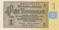 Deutschland,Sowjetische Besatzungszone, 1 Mark Kupon 1948 auf 1 Rentenmark 1937, Ro.330b KN 8stellig,rotbraun, -