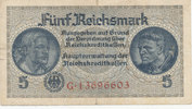 Deutsches Reich,Drittes Reich, 5 Reichsmark Ro.553b KN 8stellig,